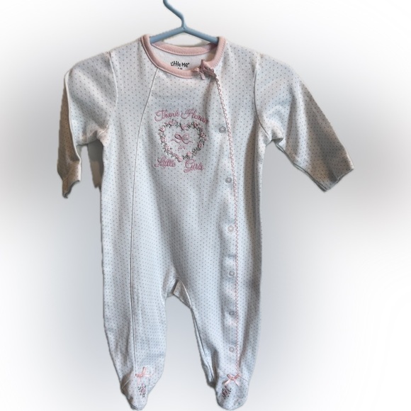 Little Me Pink and White Footie One Piece “Thank Heaven for Little Girls” 6M - Picture 1 of 6